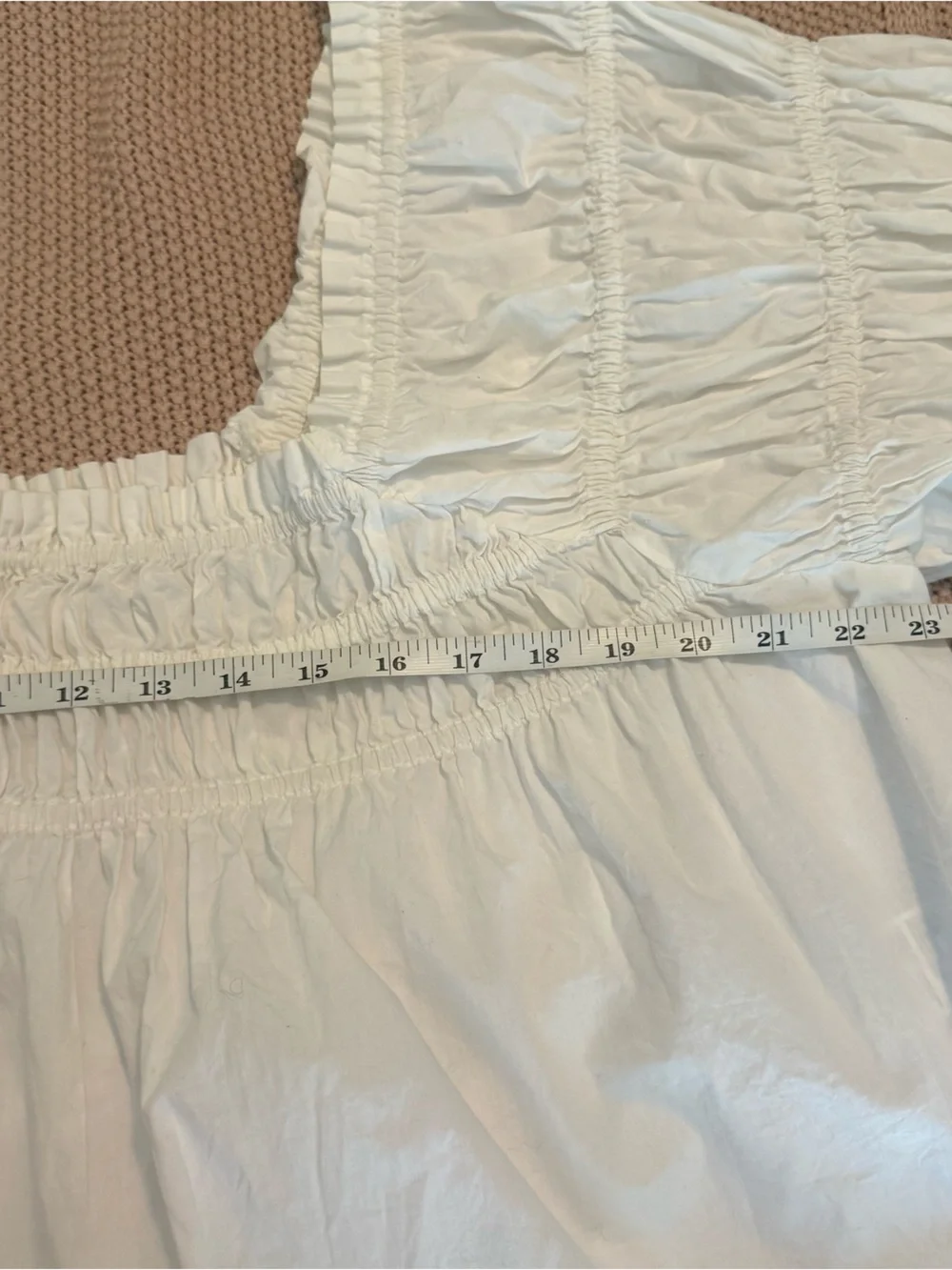 Free People CeCe Poplin White Smocked Square-Neck Peasant Blouse size XS